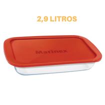 Travessa Retangular Vidro Com Tampa 2,9L Assados Marinex Travessa Retangular Vidro Com Tampa 2,9L Assados Marinex