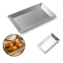 Travessa Saladeira Inox Retangular Buffet Aba Alta 28x18cm FRG0356 Frigopro