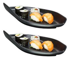 Travessa Sushi Sashimi 2 Peça 25cm Oval Melamina Gourmet Mix Travessa Sushi Sashimi 2 Peça 25cm Oval Melamina Gourmet Mix