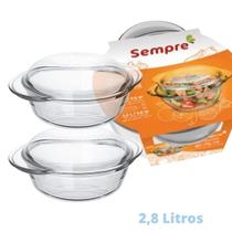 Travessa Vidro Terrina 2,8L Base 1,9L Tampa 0,9L Nadir - 2Un