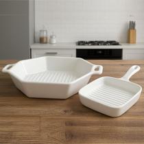 Travessas Petisqueira Assadeira Restaurante Servir Jogo 2pçs