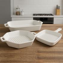 Travessas Petisqueira Assadeira Restaurante Servir Jogo 3pçs