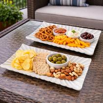 Travessas Retangular Petisqueiras Cerâmica 24x14cm Kit 2pçs