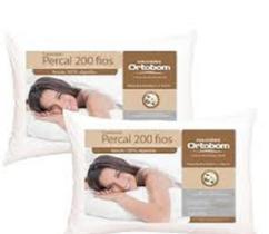 Travesseiro 100% Algodão 200 Fios Ortobom - Kit 2 Unidades Travesseiro 100% Algodão 200 Fios Ortobom - Kit 2 Unidades