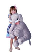Travesseiro Almofada Amamentação Elefante Pelúcia Bebê Cinza 66cm - FOFUXOS DE PELÚCIA