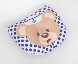 Travesseiro Almofada Bebê Anatômico Apoio de Cabeça - Ursinho Marinheiro