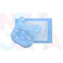 Travesseiro Anatômico+ Travesseiro Antissufocante +fronha 3 Peças Azul Nuvem - narababy