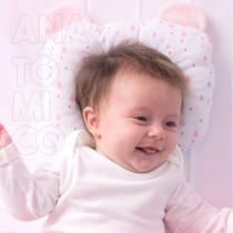 Travesseiro Bebê Anatômico com orelhinha Plagiocefalia Cabeça Chata,estampa gotinhas