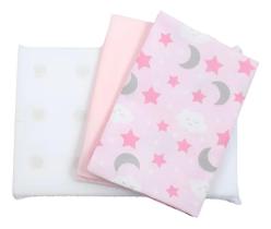 Travesseiro Bebê Antissufocante + 2 F Céu Rosa E Rosa Lisa