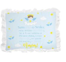 Travesseiro Bebê Oração Santo Anjo 28x35cm Luxo Com Babado