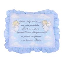 Travesseiro Bebê Oração Santo Anjo 28x35cm Luxo Com Babado Perfeito