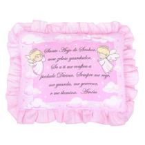Travesseiro Bebê Oração Santo Anjo 28x35cm Luxo Com Babado Perfeito