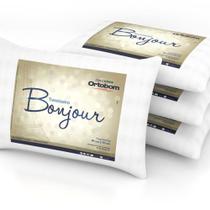 Travesseiro Bonjour Ortobom - Kit com 4 Unidades 50x70 Fibra Siliconizada - Barros Baby Store