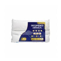 Travesseiro Cervical Ortopédico Fibrasca 100% Fibra Siliconizada 50x70 C/ Suporte Alto e Suporte Baixo - Branco