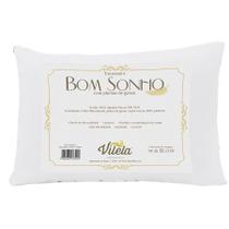 Travesseiro Com Pluma de Ganso 200 Fios Macio Vilela 01 Peças - Bom Sonho Branco