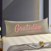 Travesseiro De Corpo Body Pillow 40x130cm Suede Bege Gratidão Rosa