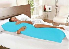 Travesseiro De Corpo Com Fronha Mega 100% Algodão Azul - CasaHome