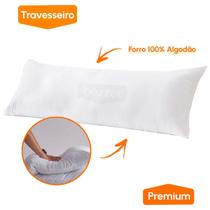Travesseiro de Corpo Gestante Body Pillow Anatômico ColunA Lombar Forro Algodão Hipoalergênico Fibra Silicone 130x40cm