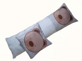 Travesseiro de Corpo Infantil com Estampa Digital + Almofada na Mesma Estampa Ursinho