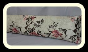 Travesseiro De Corpo Xuxão C/ Ziper Floral Rose(Fronha + Refil 1,35mx0,40cm) Tecido C/60% De Algodão