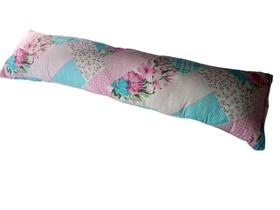 Travesseiro De Corpo Xuxão C/ Ziper Floral Rose(Fronha + Refil 1,35mx0,40cm) Tecido C/60% De Algodão