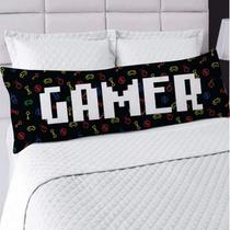 Travesseiro de Corpo Xuxão Gamer Jogos Online 1,25x0,45cm Acompanha Capa com Zíper Enchimento de Silicone