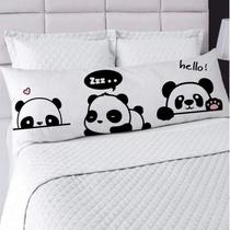 Travesseiro de Corpo Xuxão Ursinhos Panda 1,25x0,45cm Acompanha Capa com Zíper Enchimento de Silicone