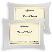 Travesseiro de Hotel Premium Percal 180 Fios Fibra Siliconada Antialérgico Lavável Branco
