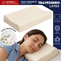 Travesseiro de Látex Ortopédico Com Capa Ideal para Coluna Cervical Antialérgico e Confortável Travesseiro de Látex Ortopédico Com Capa Ideal para Coluna Cervical Antialérgico e Confortável