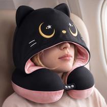 Travesseiro de Pescoço para Viagem Mewaii com Capuz Ajustável de Espuma Viscoelástica