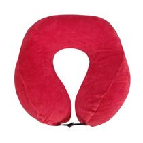 Travesseiro de Viagem Apoio de Pescoço Visco Nasa Ergonômico Anatômico Capa Removível Vermelho - Viva Conforto
