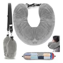 Travesseiro de viagem ergonômico portátil com alça ajustável conforto para pescoço
