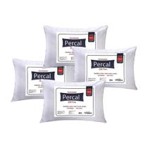 Travesseiro Fibras Siliconadas Plus Percal 200 Fios Kit c/ 4 Un 70x50x15 - Ortobom Travesseiro Fibras Siliconadas Plus Percal 200 Fios Kit c/ 4 Un 70x50x15 - Ortobom