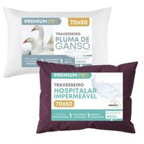Travesseiro Impermeável Toque Pluma De Ganso Antialérgico Anti Mofo Pluma Sintética Antiácaro Super Macio e Resistente