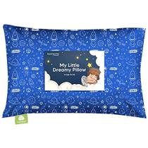 Travesseiro infantil com fronha - 13X18 Almofadas de criança de algodão orgânico macio para dormir - Máquina Lavável - Crianças, Crianças, Crianças , Perfeito para Viagem, Berço Infantil, Conjunto de Cama (Fora para o Espaço)