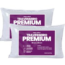 Travesseiro King 90cm x 50cm Percal 180 Fios Algodão Fibra de Silicone Premium Grande