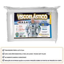 Travesseiro Marcbrayn Nasa Viscoelástico Alto 15cm - Capa Soft Plush c/ Zíper