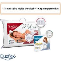 Travesseiro Molas Cervical Formato Anatômico Duoflex + 1 Capa Impermeável c/ Ziper - Maior Proteção - Durabilidade - Antiácaro Travesseiro Molas Cervical Formato Anatômico Duoflex + 1 Capa Impermeável c/ Ziper - Maior Proteção - Durabilidade - Antiácaro