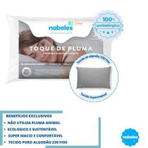 Travesseiro Nabeles Toque de Pluma Ecológico - Super Macio Confortável - Tecido Algodão 230 Fios - Impermeável