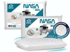 Travesseiro Nasa Kit com 2 Duo Face 14cm Altura Viscoelástico Hipoalergênico Lar Conforto Travesseiro Nasa Kit com 2 Duo Face 14cm Altura Viscoelástico Hipoalergênico Lar Conforto