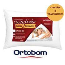 Travesseiro Ortobom Casadinho 45x65cm - Kit econômico embalagem c/ 2 unidades - 100% Poliéster - Tecido Microfibra - Resistente e Durável