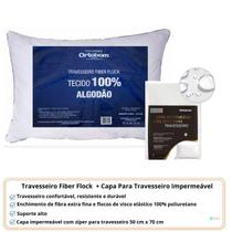 Travesseiro Ortobom Fiber Flock + Capa Travesseiro Ortobom Impermeável