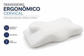 Travesseiro Ortopédico Cervical para Alívio da dor no Pescoço Ergonômico de Espuma Viscoelástica Inodoro Travesseiro Para Dormir de Costas e de Lado Travesseiro Ortopédico Cervical para Alívio da dor no Pescoço Ergonômico de Espuma Viscoelástica Inodoro Travesseiro Para Dormir de Costas e de Lado