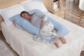 Travesseiro Para Gestante Com Fronha Zíper Super Confortável Grávida - Azul