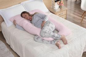 Travesseiro Para Gestante Com Fronha Zíper Super Confortável Grávida - Rosa