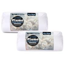Travesseiro Pluma De Ganso Kit 2 Un Pena Sintética Micropercal 200 Fios Macio Suporte Médio