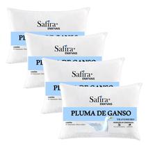 Travesseiro pluma de ganso kit 4 un. antialérgico anti ácaros sintética branco com desenvolvimento ecológico 100% vegano