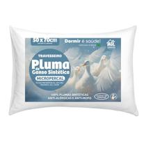 Travesseiro Pluma De Ganso Sintético Branco Premium 50x70cm Travesseiro Pluma De Ganso Sintético Branco Premium 50x70cm