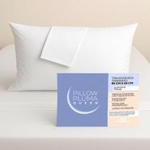 Travesseiro Queen 80cm x 60cm Grande Pillow Pluma Com Fronha/Capa Algodão com Zíper Cor Branco