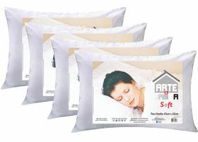 Travesseiro soft antialérgico fibra siliconada kit 4 unid branco - Arte Cazza